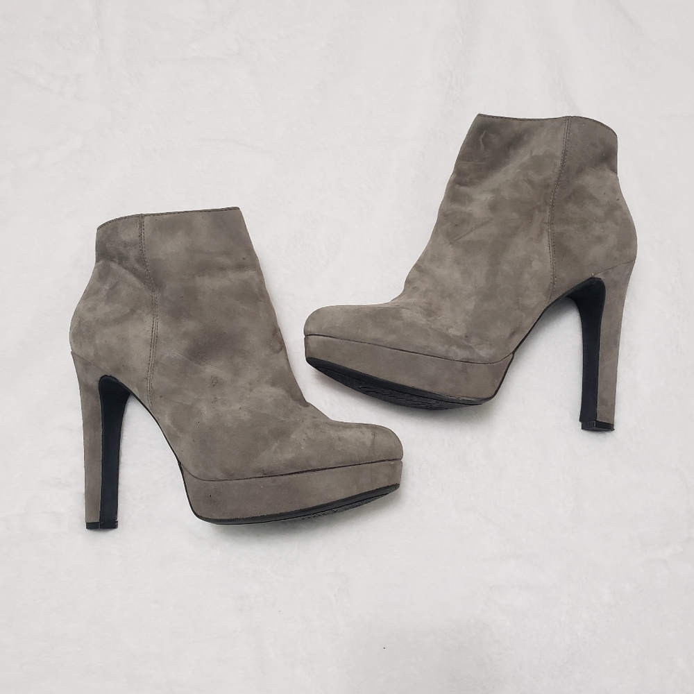 Gianni Bini Suede Gray Platform Ankle Booties